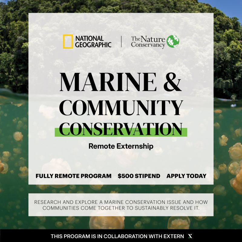National Geographic Society & The Nature Conservancy Marine and Community Conservation Remote Externship
