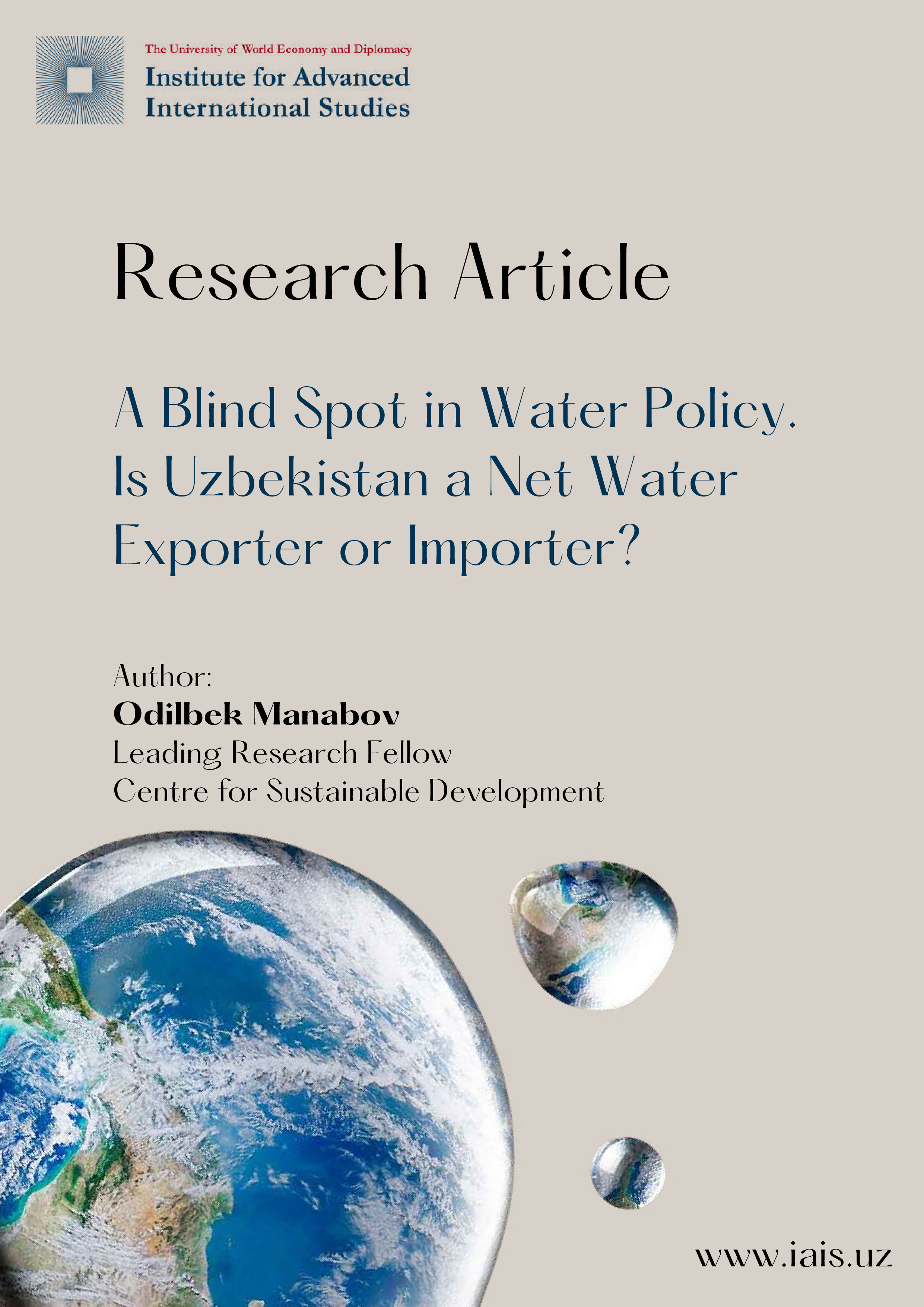 A Blind Spot in Water Policy. Is Uzbekistan a Net Water Exporter or Importer? 2024 | O.Manabov