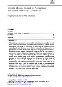 Climate Change Impact on Agriculture and Water Resources: Uzbekistan